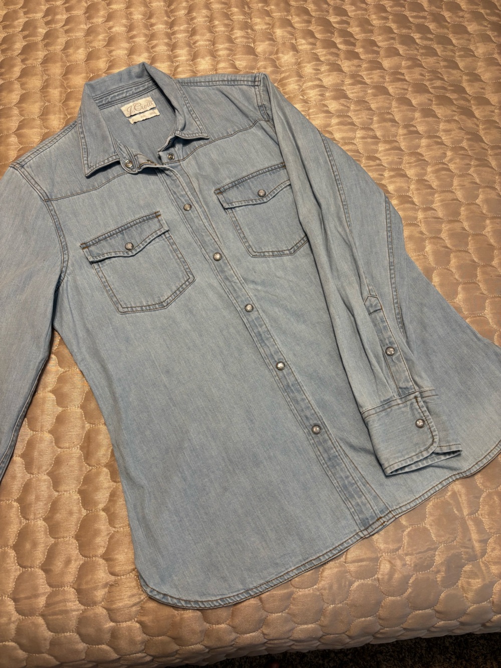 J.Crew Light Wash Denim Snap Button Shirt | Western Style | 100% Cotton | 
Small